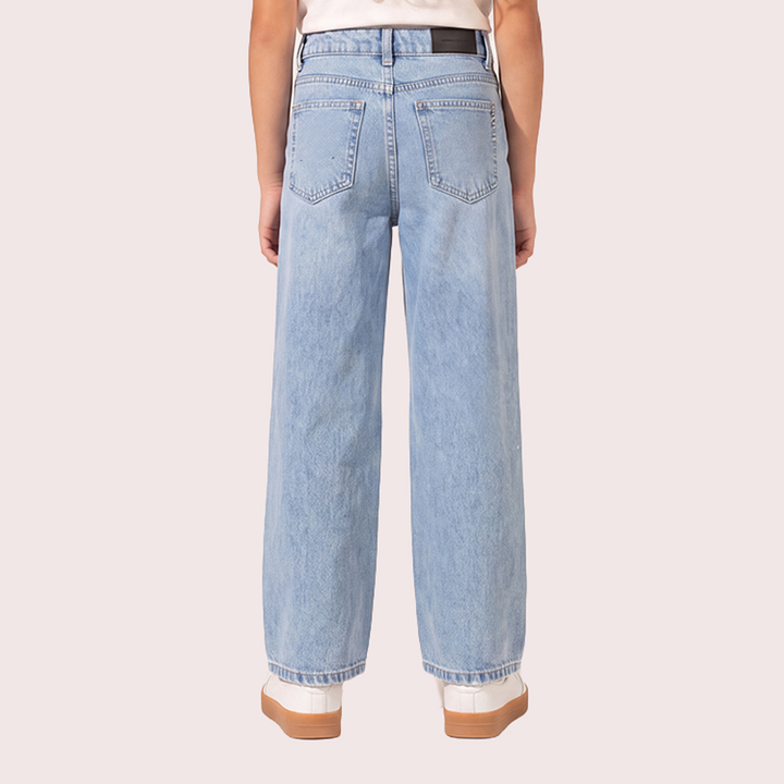 Jean para niñas con accesorio de charm - Azul