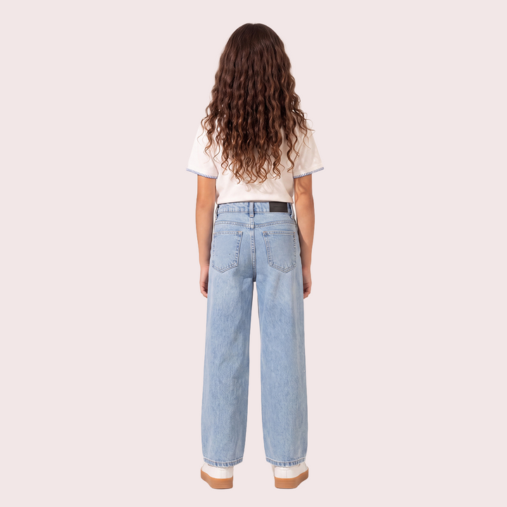 Jean para niñas con accesorio de charm - Azul