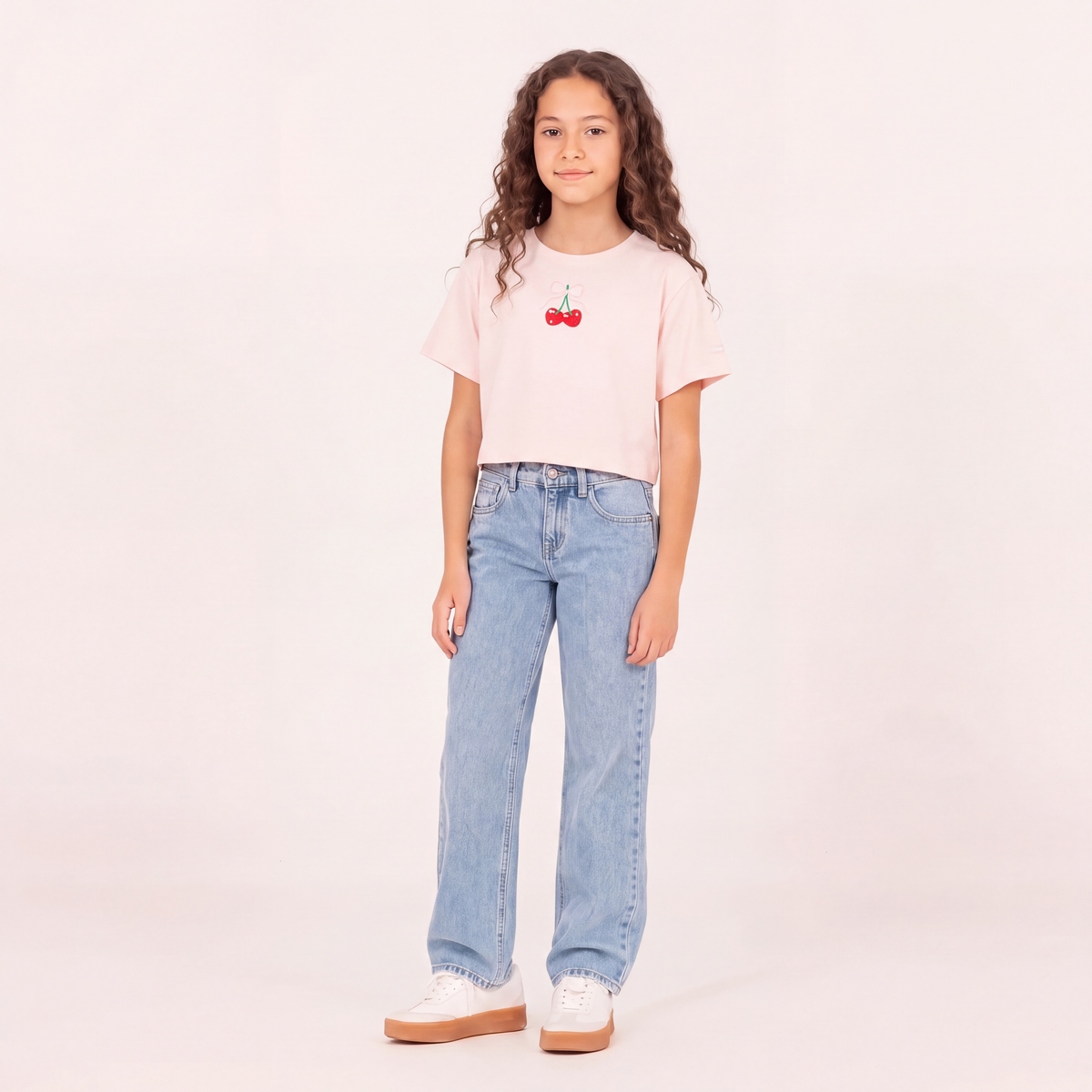 Jean para niñas con diseño bordado - Azul