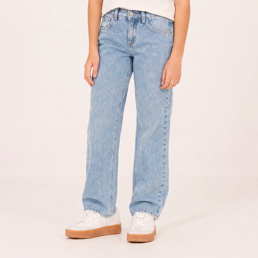 Jean para niñas con diseño bordado - Azul