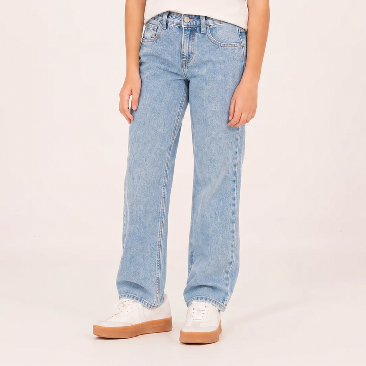 Jean para niñas con diseño bordado - Azul