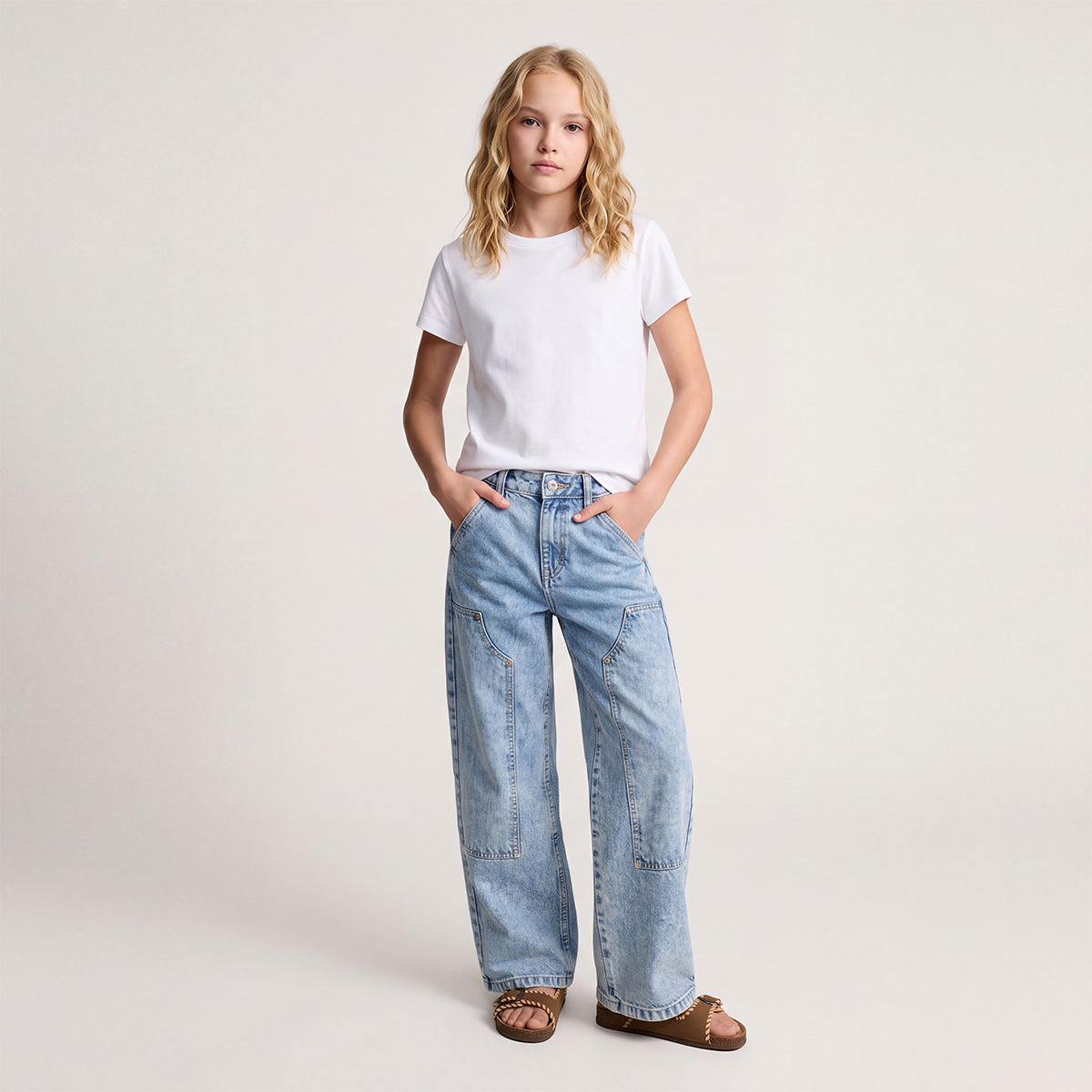 Jean para niñas wide leg- Azul