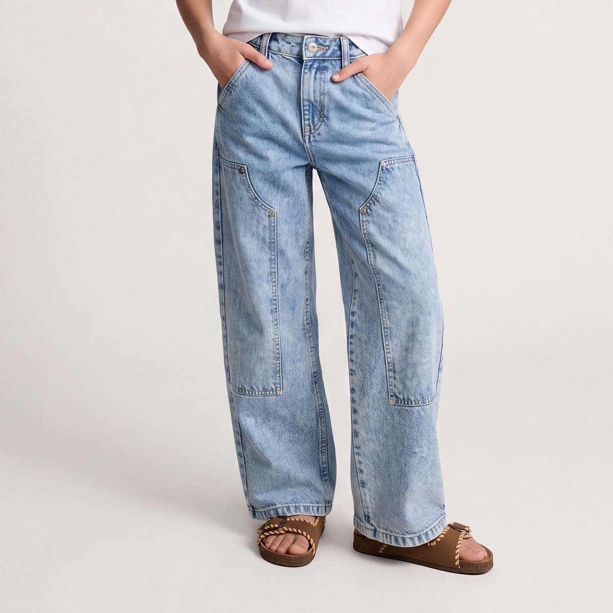 Jean para niñas wide leg- Azul