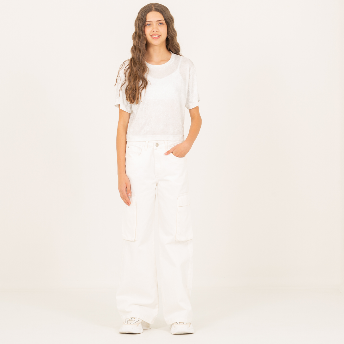 Jean cargo para niñas - Beige
