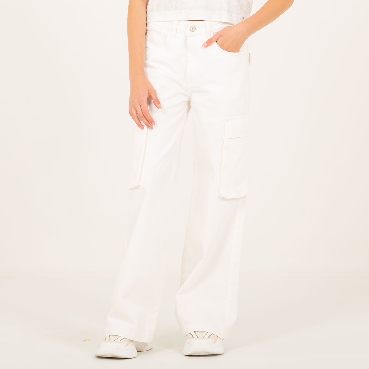 Jean cargo para niñas - Beige
