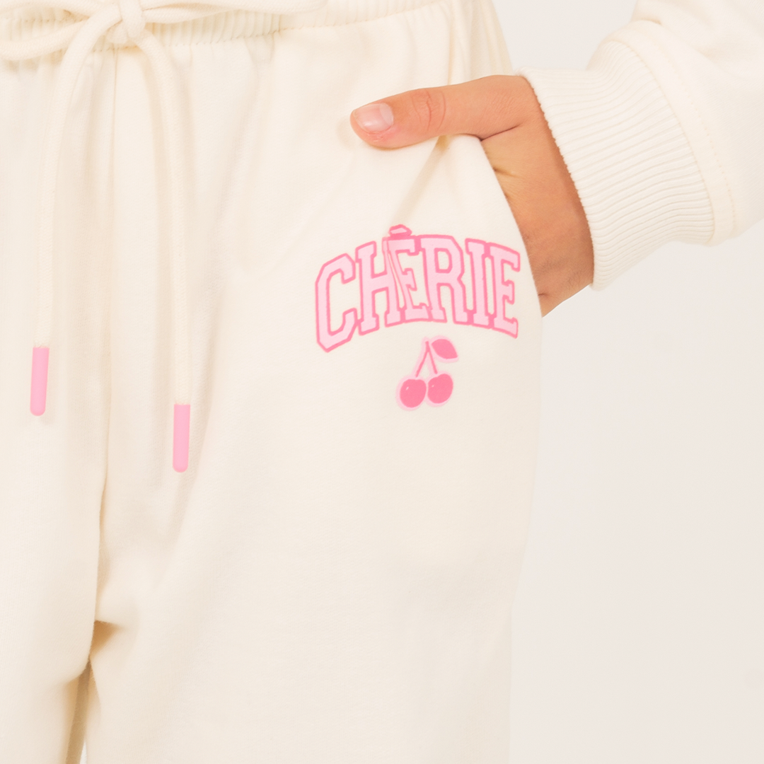 JOGGER PARA NIÑAS CHERIE CLUB – OFF WHITE