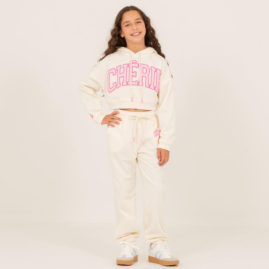 JOGGER PARA NIÑAS CHERIE CLUB – OFF WHITE