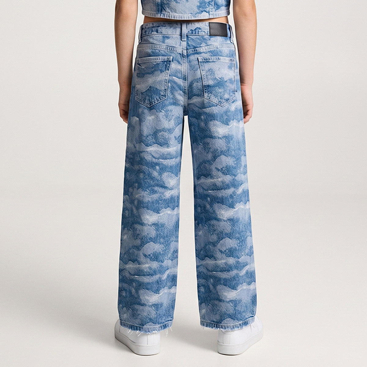 Jean para niñas de diseño jacquard - Azul