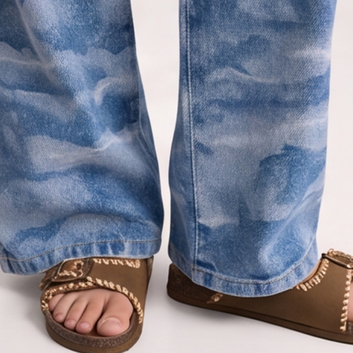 Jean para niñas de diseño jacquard - Azul