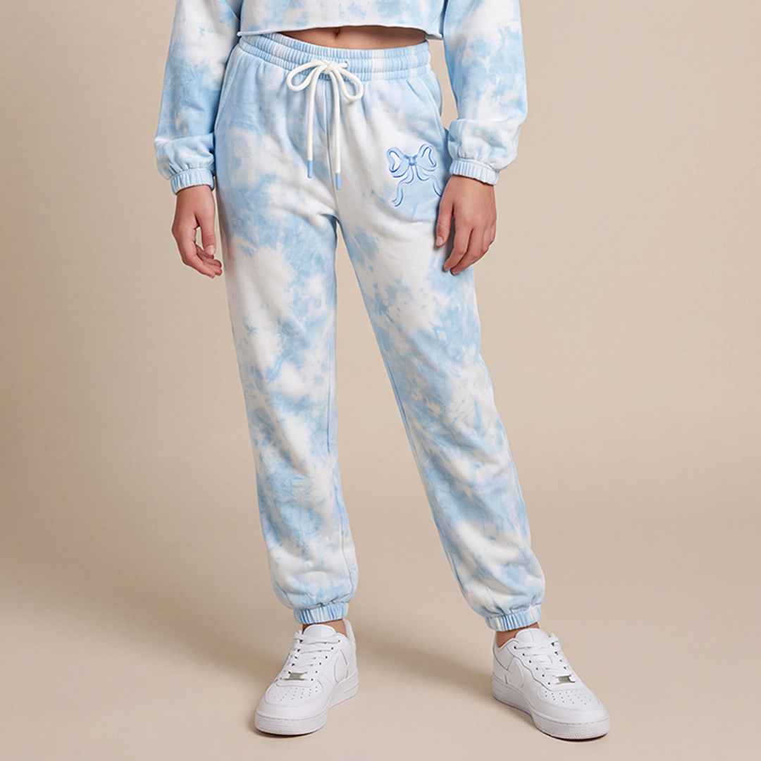 Jogger para niñas con diseño estampado - Azul tie dye