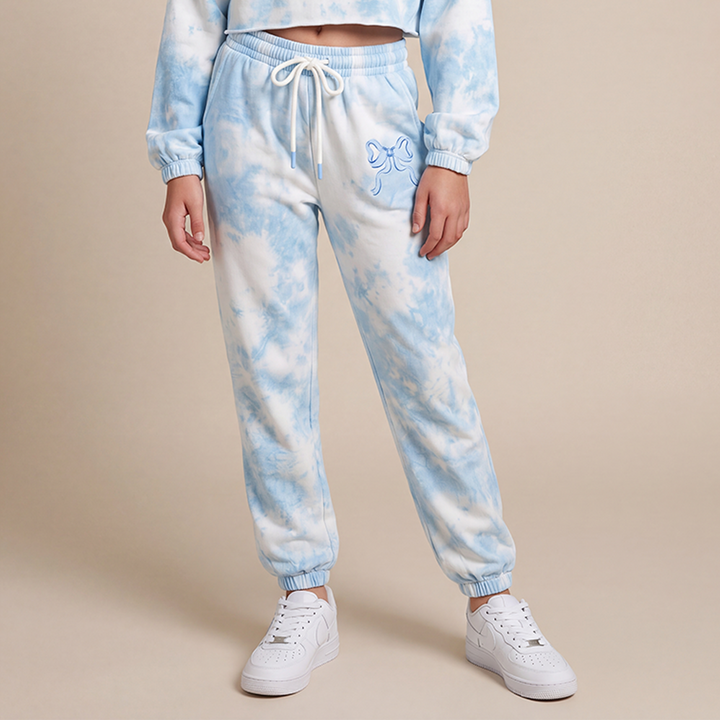 Jogger para niñas con diseño estampado - Azul tie dye