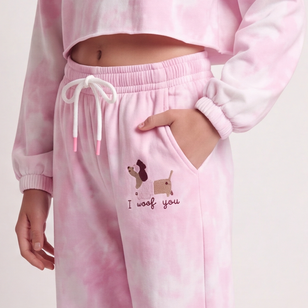 Jogger para niñas con diseño estampado - Rosado tie dye