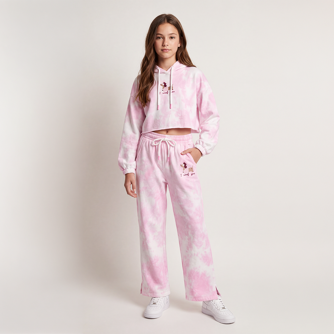 Jogger para niñas con diseño estampado - Rosado tie dye