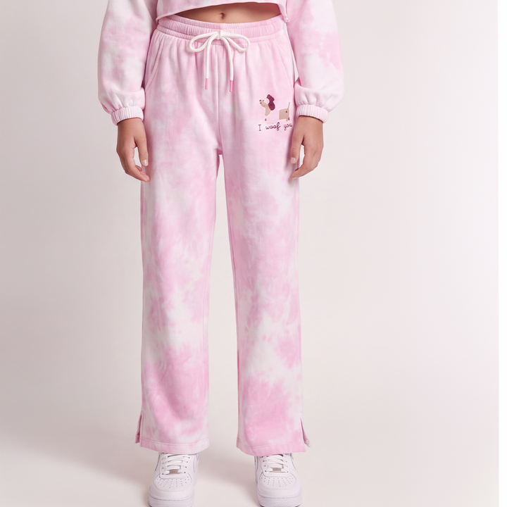 Jogger para niñas con diseño estampado - Rosado tie dye