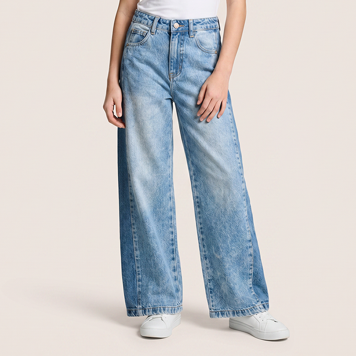 Jean para niñas wide leg- Azul