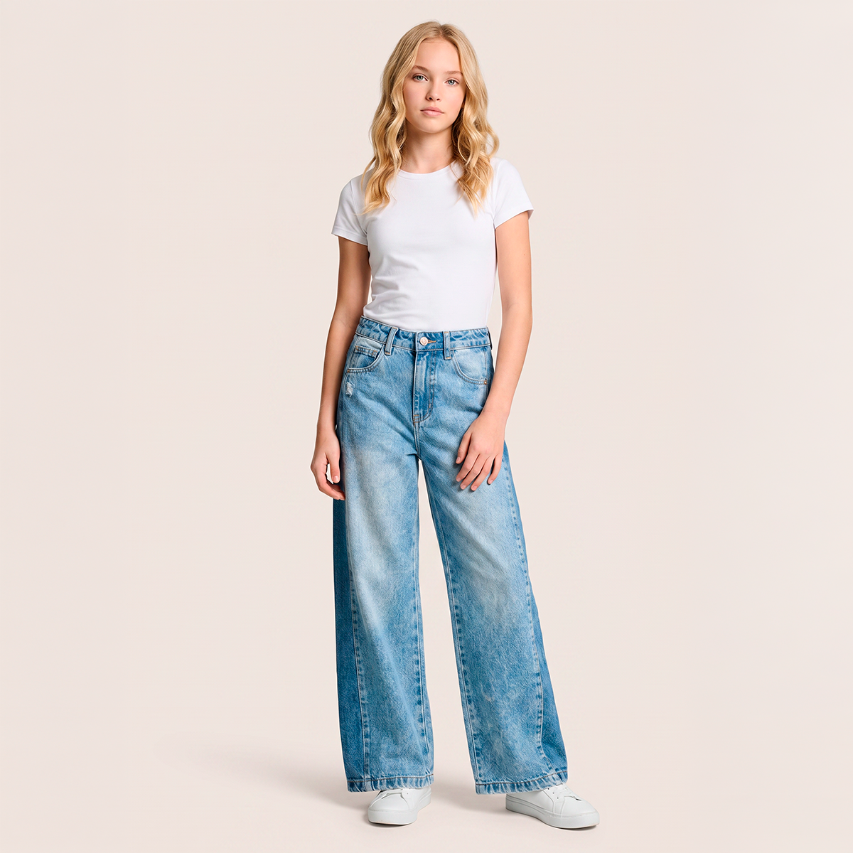 Jean para niñas wide leg- Azul