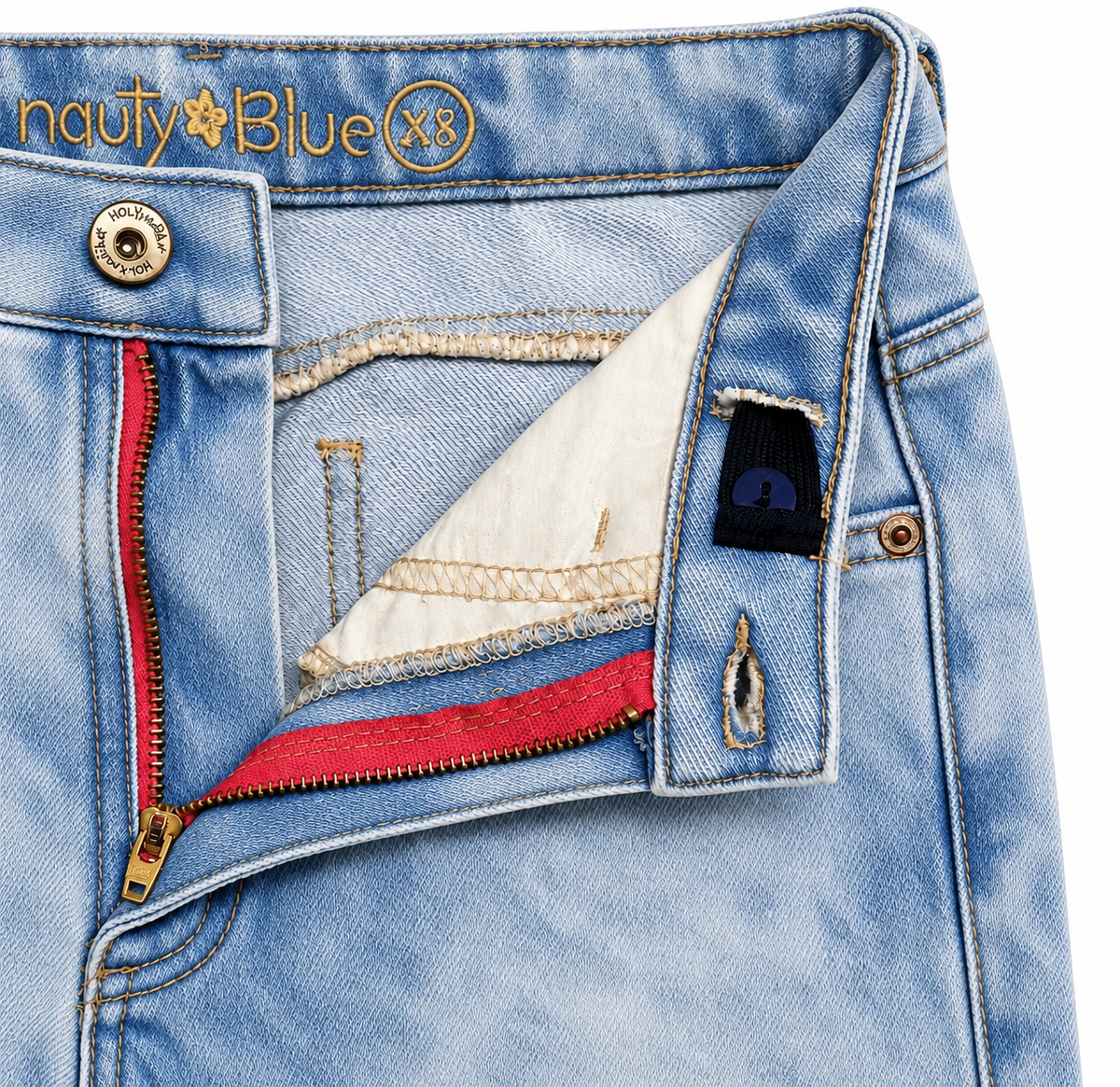 Jean para niñas con diseño de lazo bordado - Azul