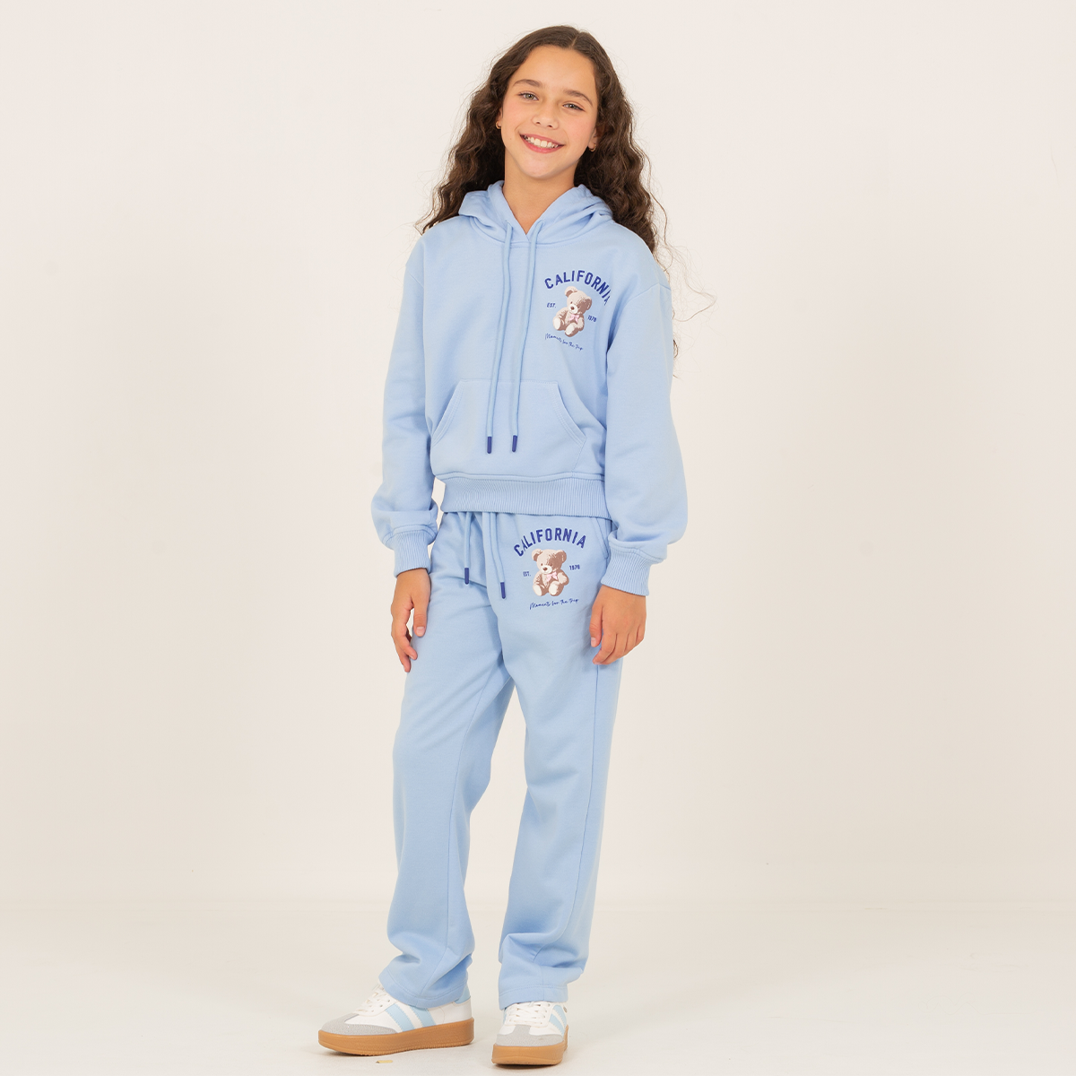 Jogger para niñas con diseño estampado california - Azul