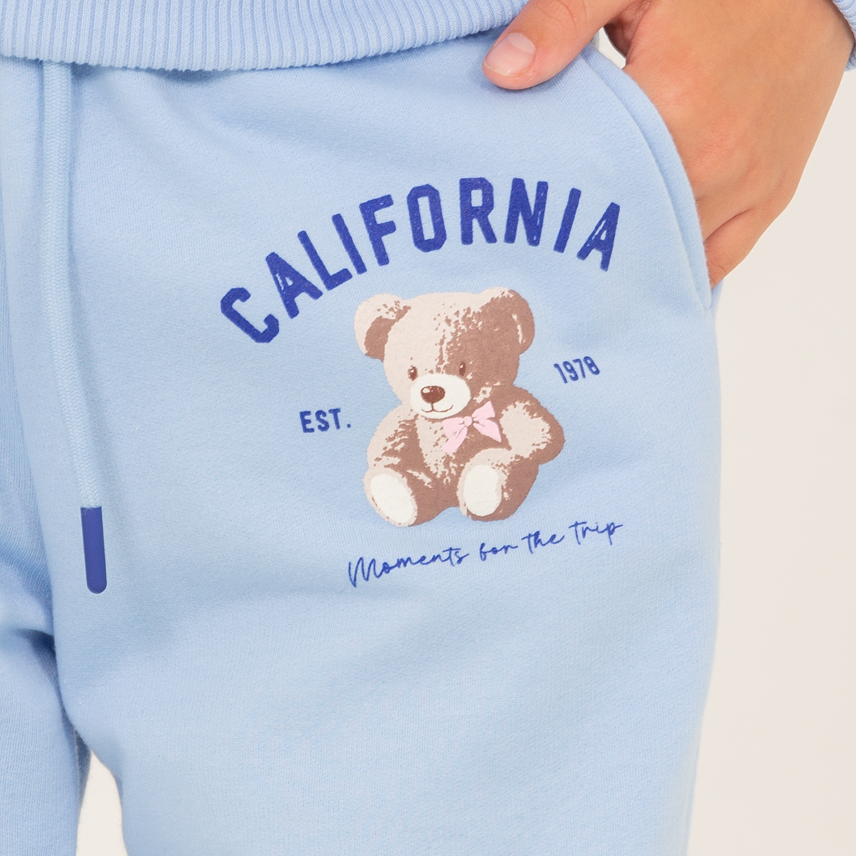 Jogger para niñas con diseño estampado california - Azul