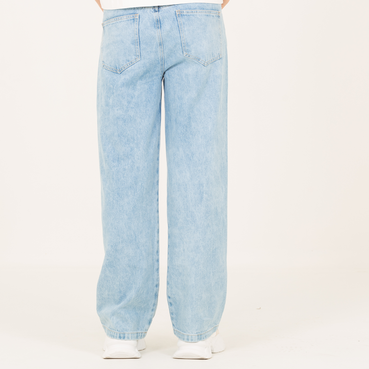 Jean para niñas bota recta con diseños bordados – Azul