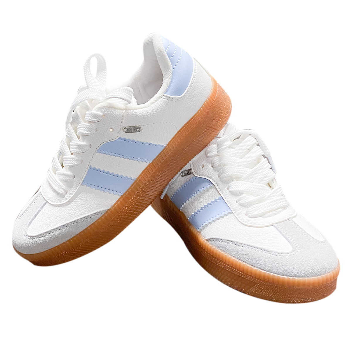 TENIS PARA NIÑAS COLOR BLANCO CON DETALLES EN AZUL