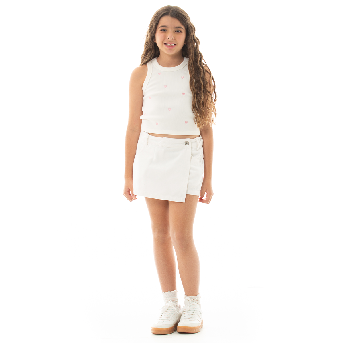 FALDA SHORT PARA NIÑAS - DRILL TEÑIDO