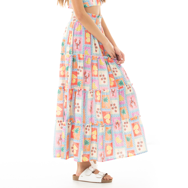 FALDA LARGA ESTAMPADA PARA NIÑAS