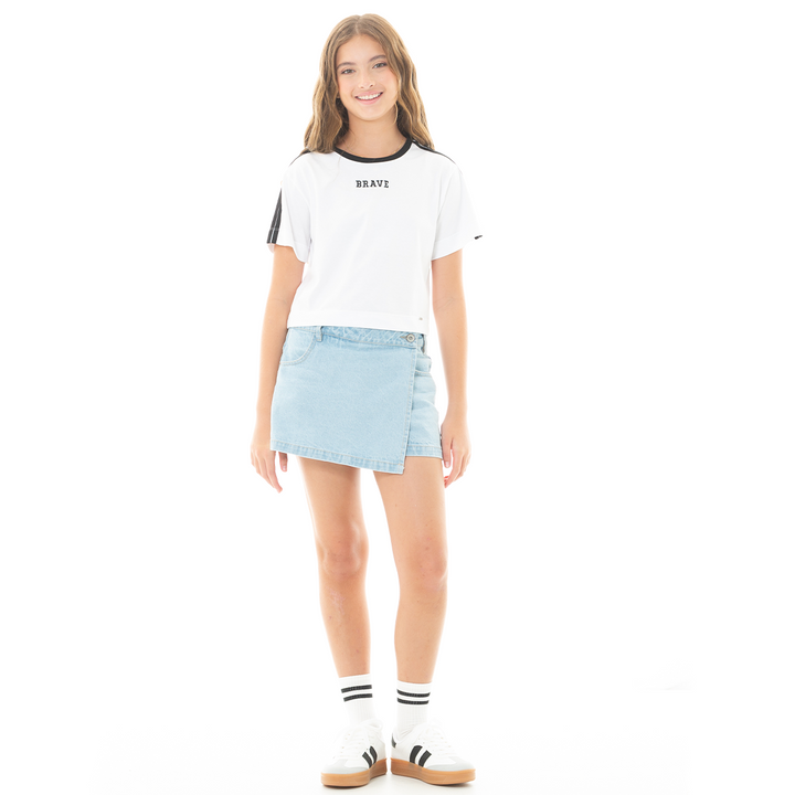 FALDA SHORT PARA NIÑAS DISEÑO EN DENIM