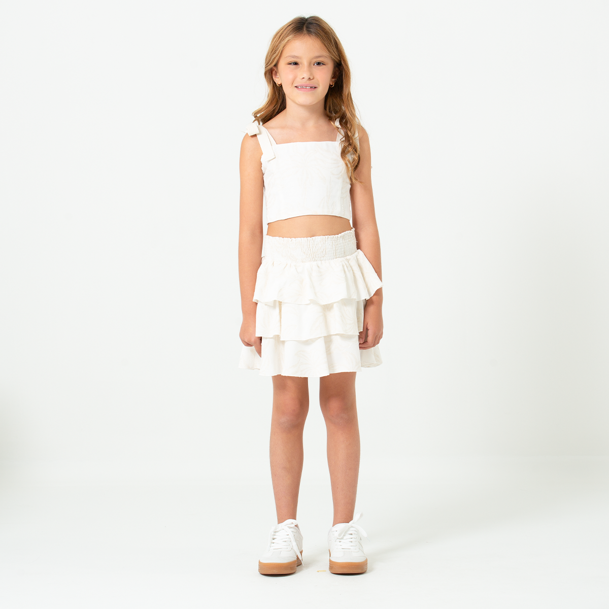Falda short para niñas con diseño texturizado - Beige