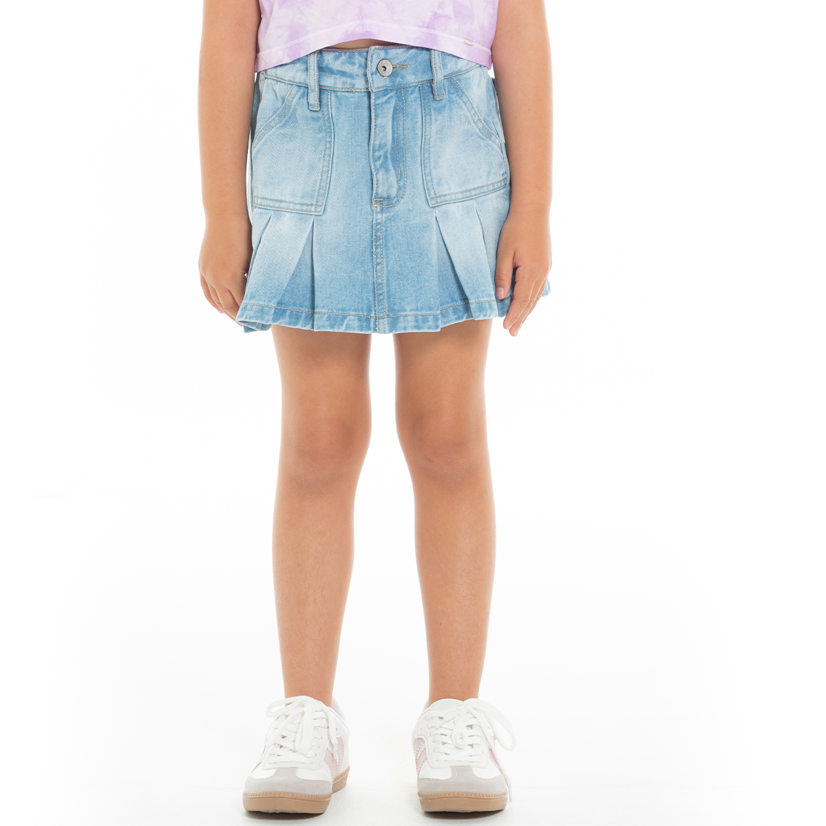 Falda short para niñas en denim