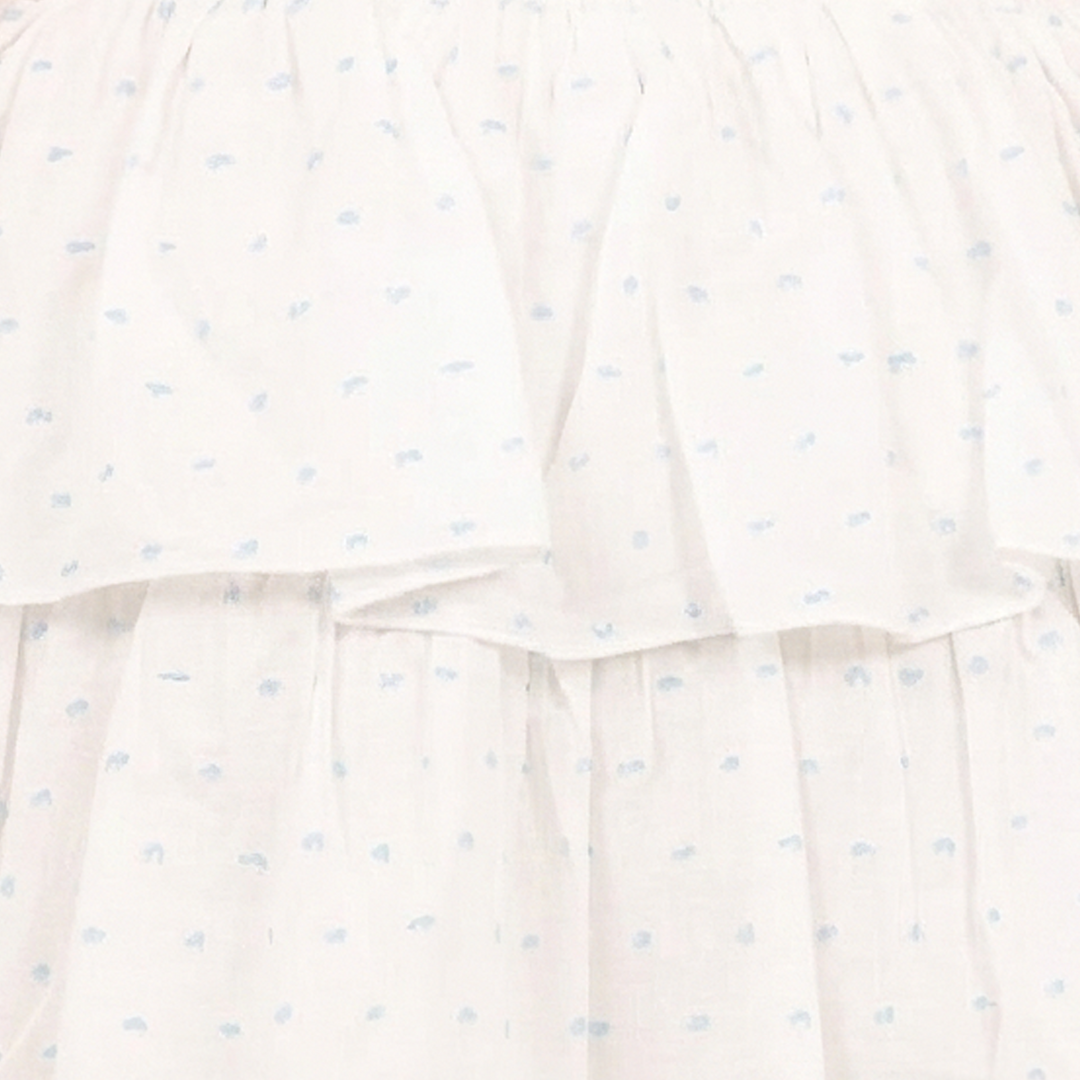 FALDA SHORT CON CAPAS Y DETALLES BORDADOS PARA NIÑA