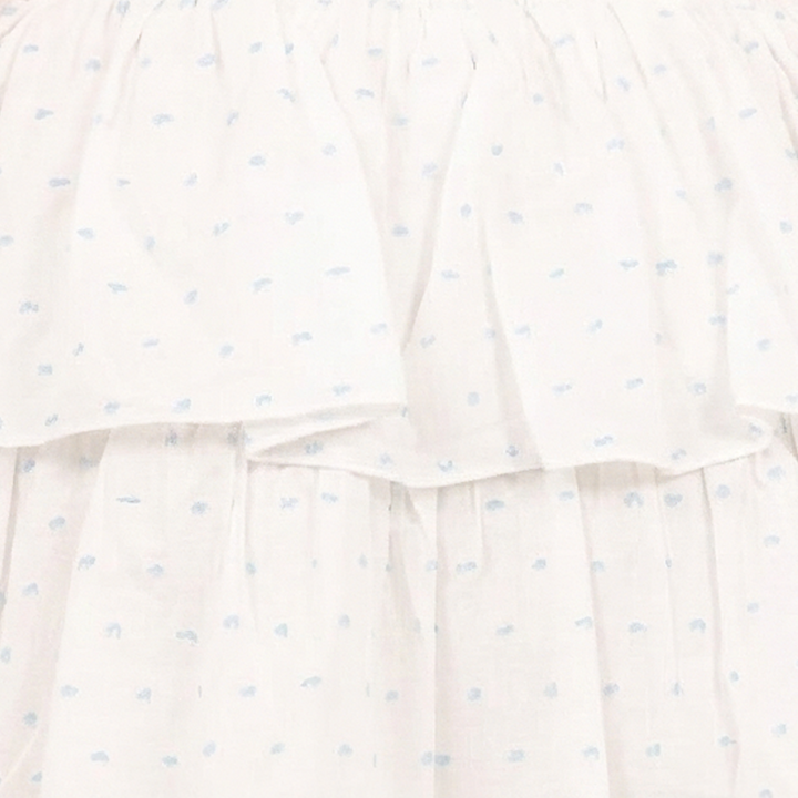 FALDA SHORT CON CAPAS Y DETALLES BORDADOS PARA NIÑA