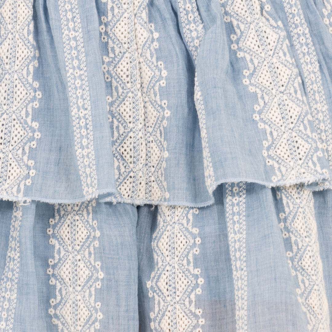 FALDA SHORT CON BORDADOS PARA NIÑAS – AZUL CLARO