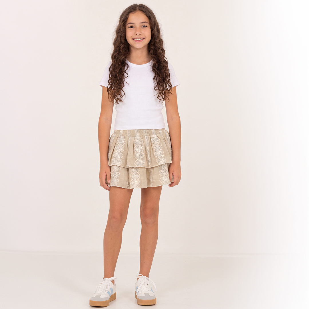FALDA SHORT PARA NIÑAS CON DISEÑOS BORDADOS