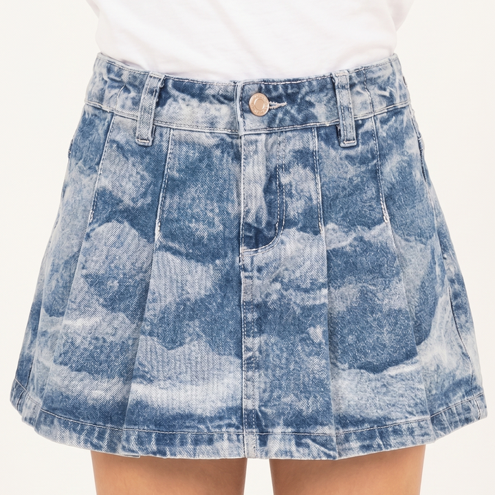 FALDA SHORT PARA NIÑAS EN DENIM CON DISEÑO TEXTURIZADO