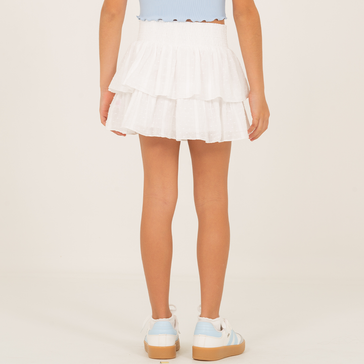 FALDA SHORT PARA NIÑAS CON BOLEROS EN CAPAS