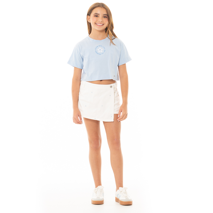 FALDA SHORT PARA NIÑAS CON DETALLES BORDADOS
