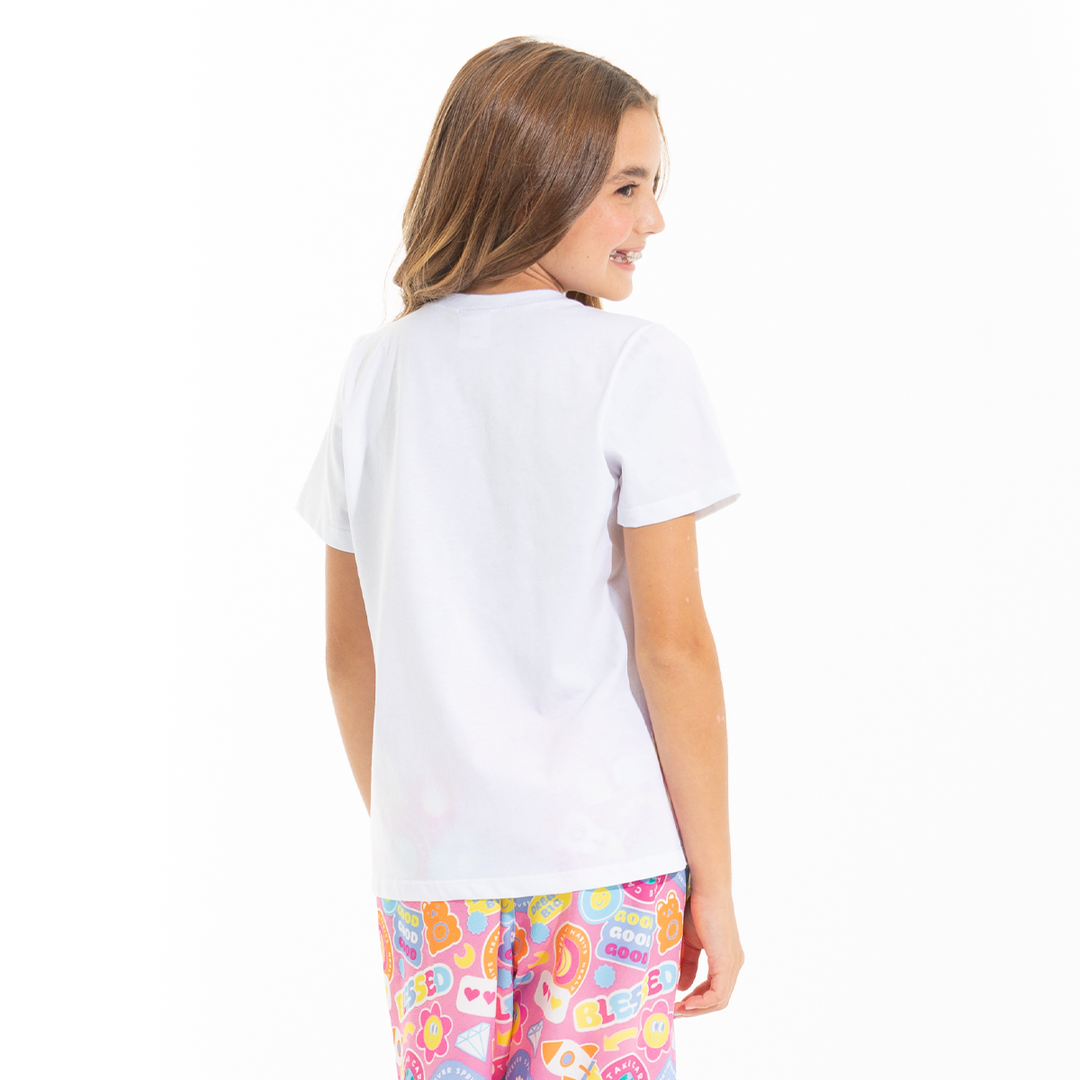 PIJAMA PARA NIÑAS DE PANTALÓN CON DISEÑO DE EMOJIS