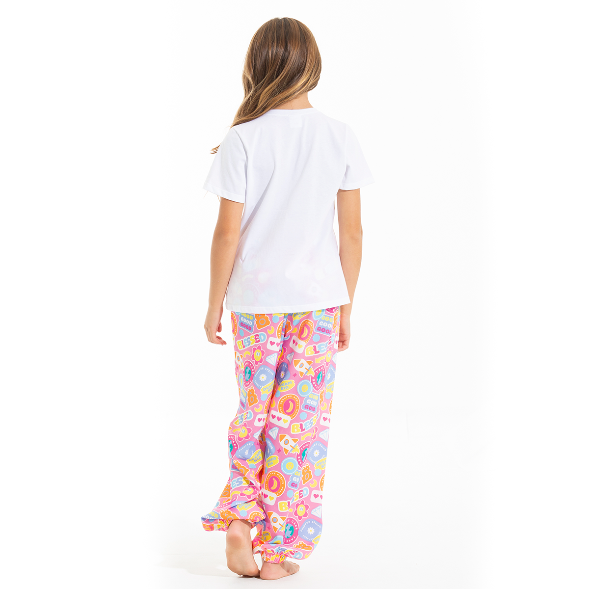 PIJAMA PARA NIÑAS DE PANTALÓN CON DISEÑO DE EMOJIS