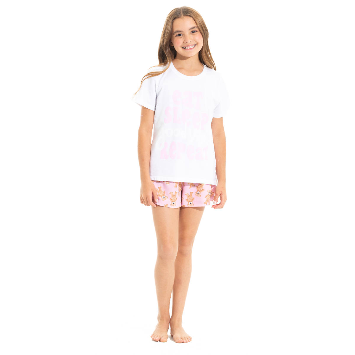 PIJAMA PARA NIÑAS DE SHORT CON DISEÑO DE OSOS