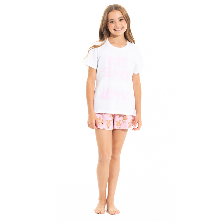 PIJAMA PARA NIÑAS DE SHORT CON DISEÑO DE OSOS