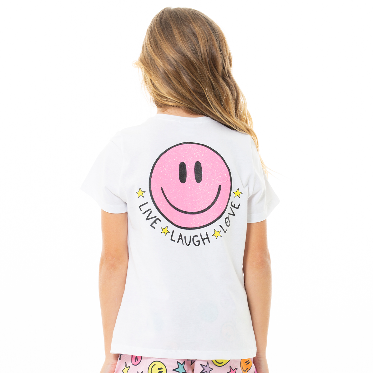 PIJAMA PARA NIÑAS DE SHORT CON DISEÑO DE CARITAS