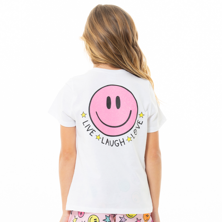PIJAMA PARA NIÑAS DE SHORT CON DISEÑO DE CARITAS