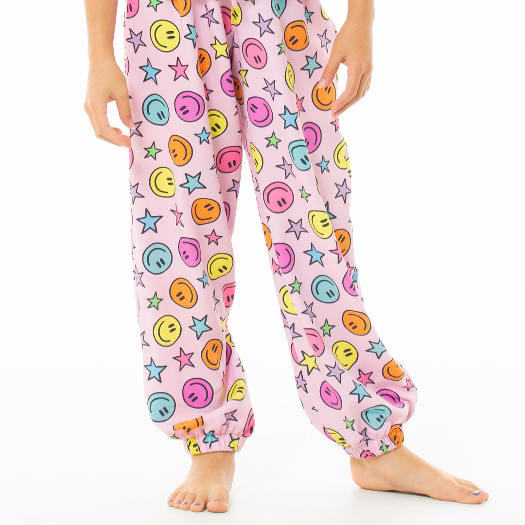 PIJAMA PARA NIÑAS DE PANTALON CON DISEÑO DE CARITAS