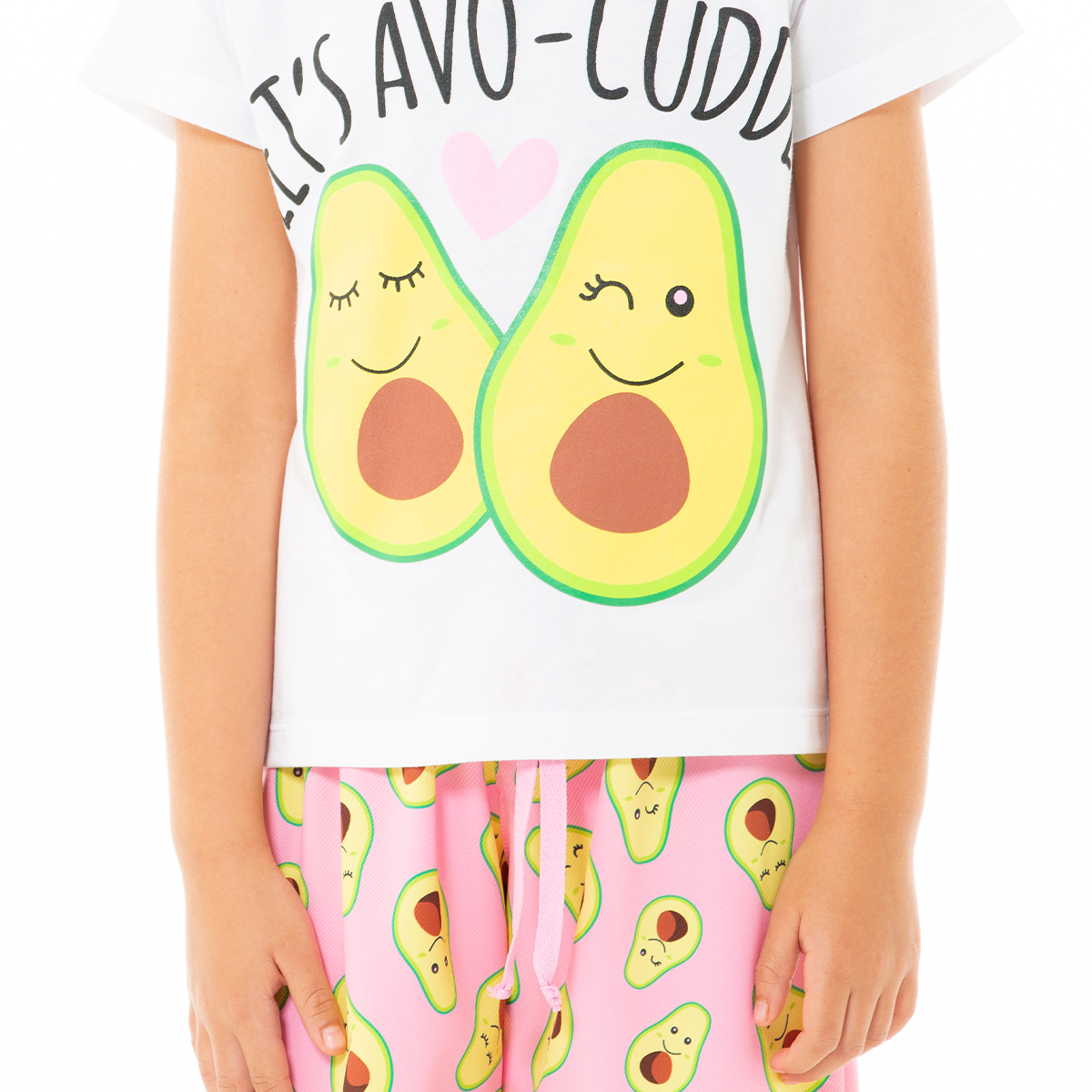 PIJAMA PARA NIÑAS DE SHORT CON DISEÑO DE AGUACATES