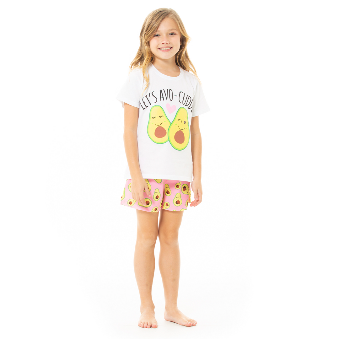 PIJAMA PARA NIÑAS DE SHORT CON DISEÑO DE AGUACATES