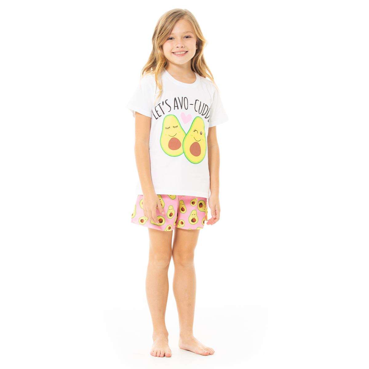 PIJAMA PARA NIÑAS DE SHORT CON DISEÑO DE AGUACATES