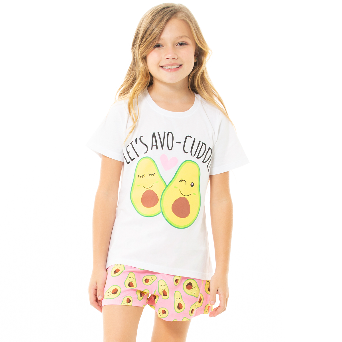 PIJAMA PARA NIÑAS DE SHORT CON DISEÑO DE AGUACATES