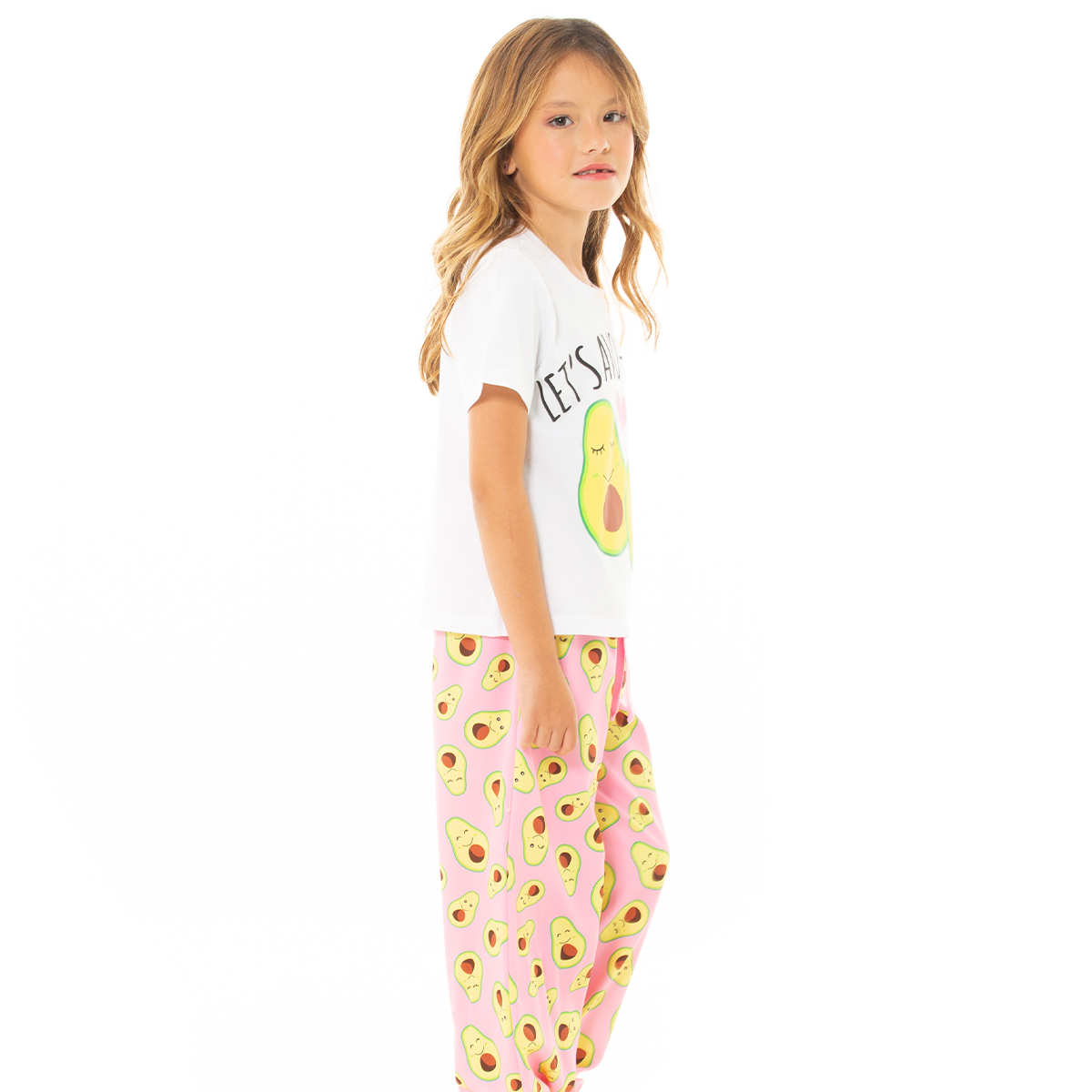 PIJAMA PARA NIÑAS DE PANTALON CON DISEÑO DE AGUACATES