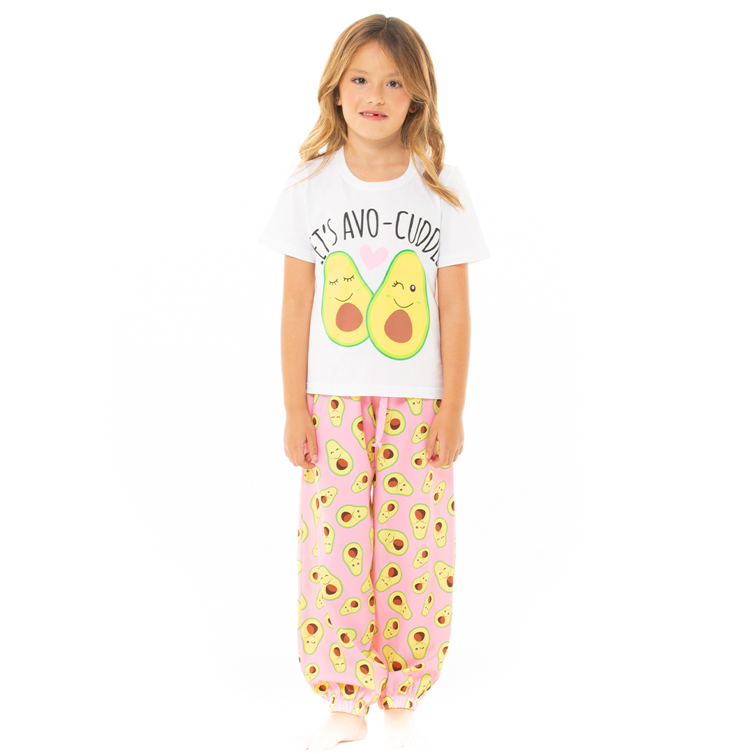 PIJAMA PARA NIÑAS DE PANTALON CON DISEÑO DE AGUACATES